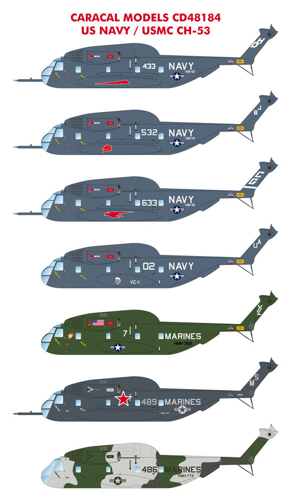 Caracal CD48184 1:48 Sikorsky CH-53 USN & USMC Decals