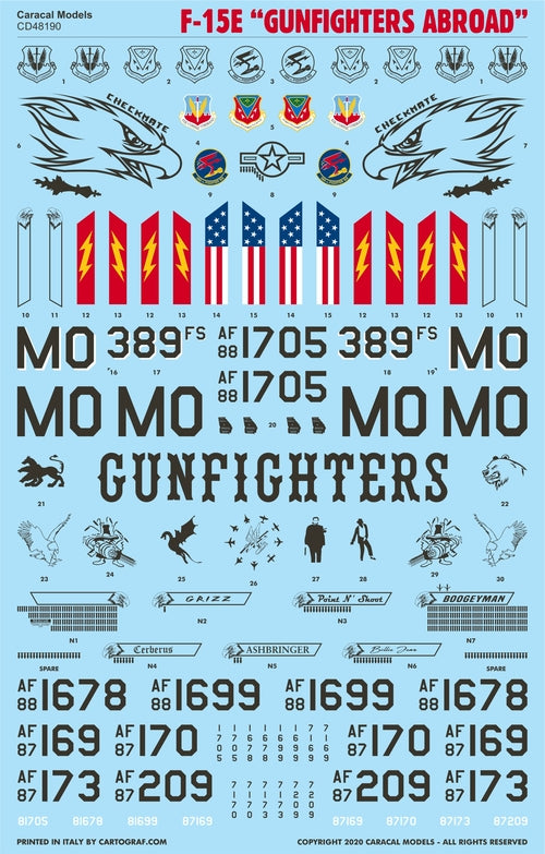 Caracal CD48190 1:48 McDonnell F-15E Eagle Gunfighters Decals