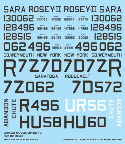 Caracal CD48207 1:48 Piasecki HUP Retriever USN/RCN Decals