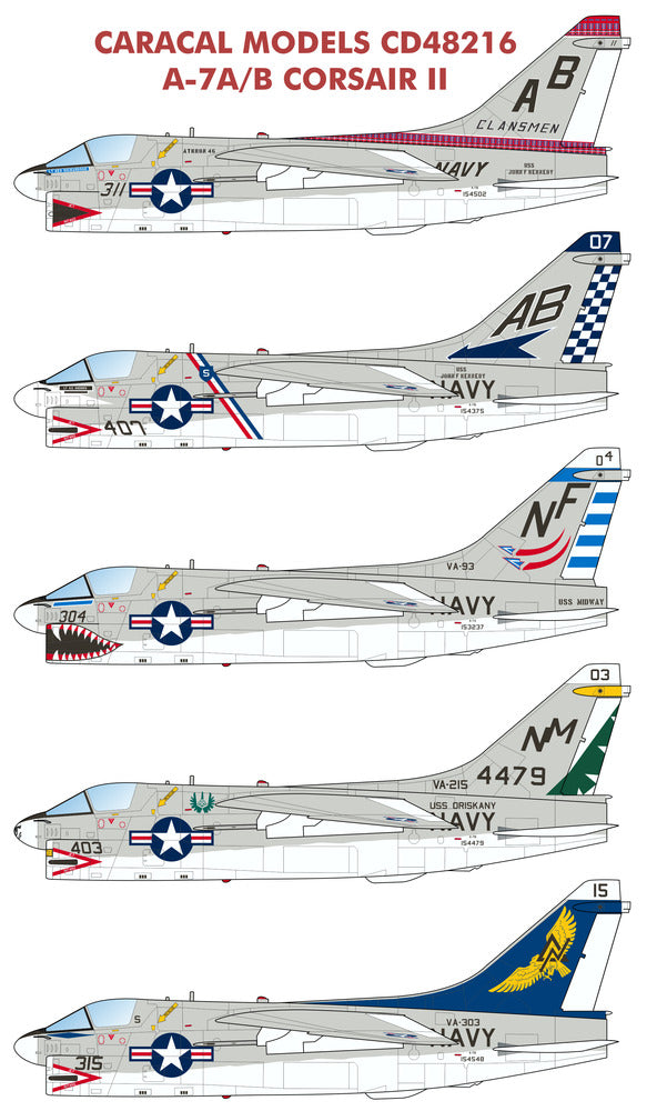 Caracal CD48216 1:48 US Navy LTV A-7A/B Corsair Decal Set