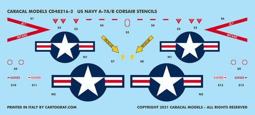 Caracal CD48216 1:48 US Navy LTV A-7A/B Corsair Decal Set