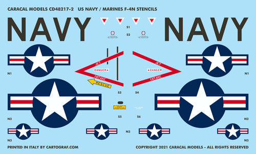 Caracal CD48217 1:48 US Navy/Marines F-4N Phantom Decal Set