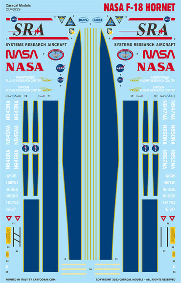 Caracal CD48229 1:48 NASA McDonnell-Douglas F-18 Hornet Decals