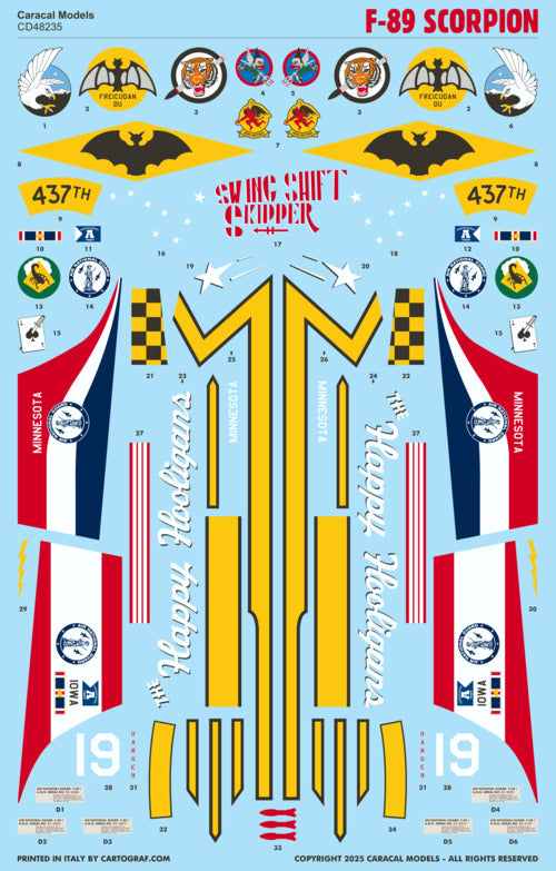 Caracal CD48235 1:48 Northrop F-89 Scorpion USAF Decal Set