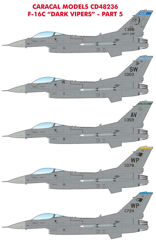 Caracal CD48236 1:48 USAF F-16C Dark Vipers Part 5 Decal Set