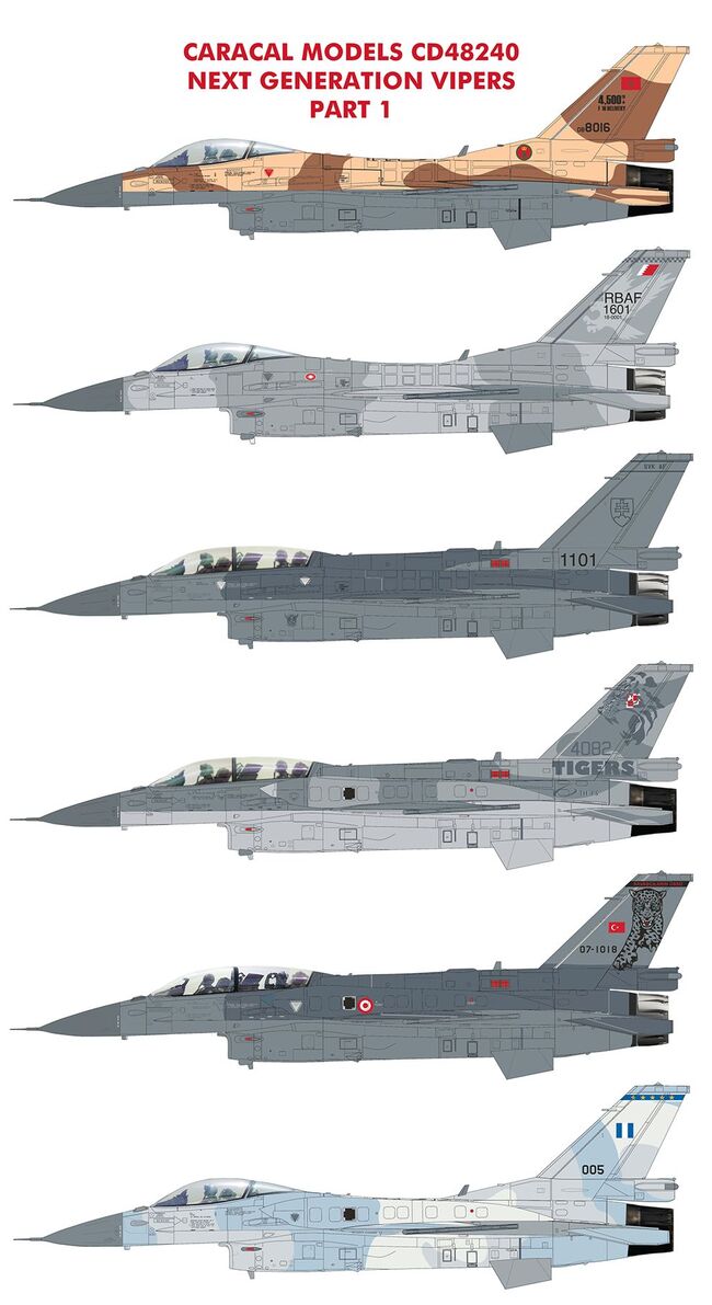 Caracal CD48240 1:48 Lockheed-Martin F-16 Fighting Falcon Decals