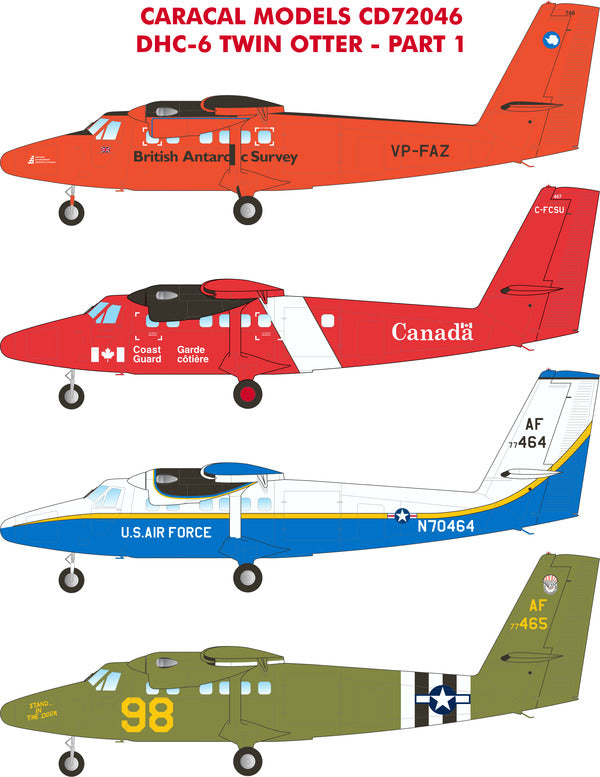 Caracal CD72046 1:72 DHC-6 Twin Otter Military & Civilian Decals