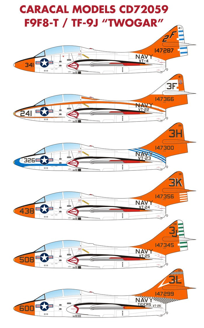 Caracal CD72059 1:72 US Navy Grumman F9F8-T/TF-9J Twogar Decals