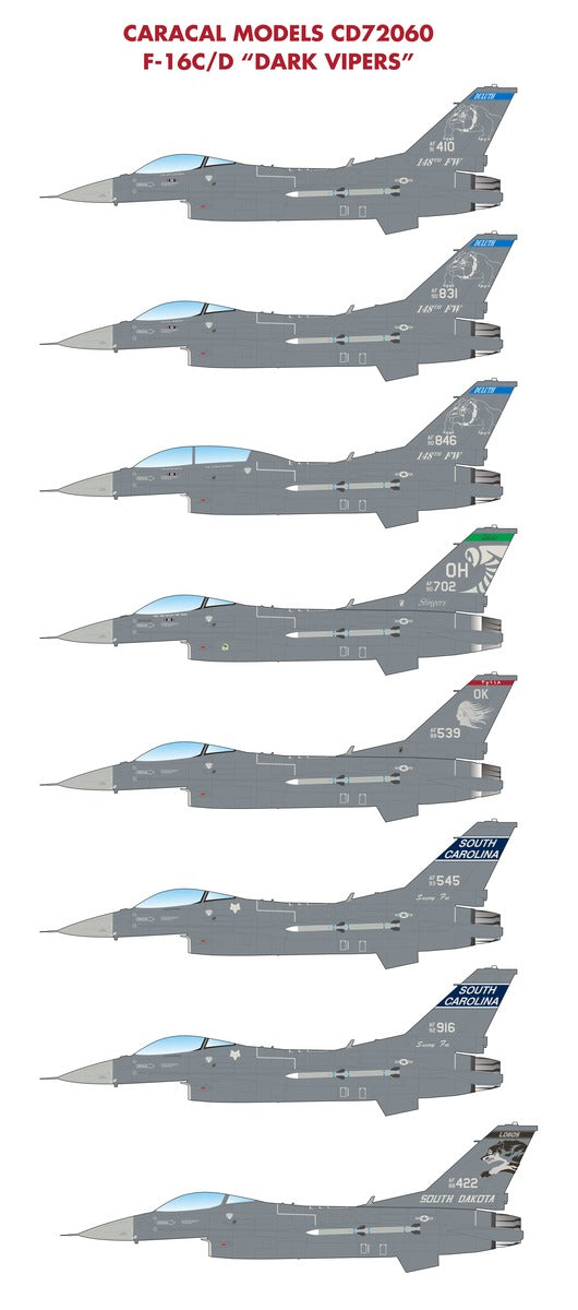 Caracal Models CD72060 1:72 APRIL RE-PRINT! Lockheed-Martin F-16C/D Dark Vipers