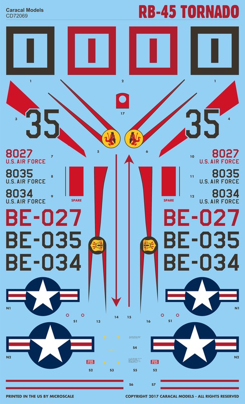 Caracal Models CD72069 1:72 North-American RB-45 Tornado