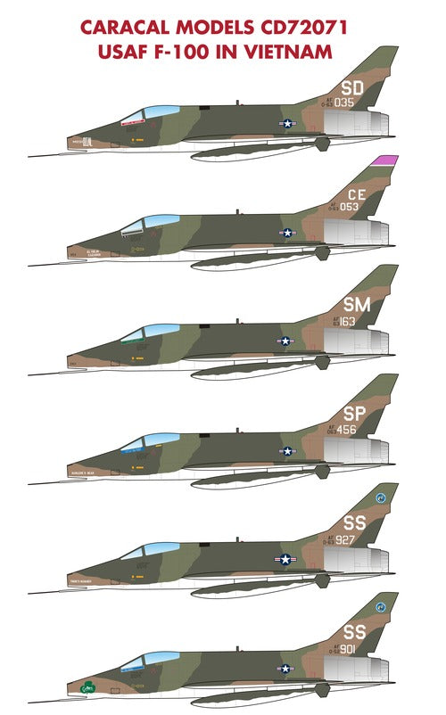 Caracal CD72071 1:72 USAF F-100 Super Sabre Vietnam Decals