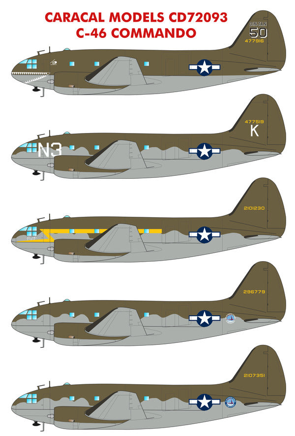 Caracal CD72093 1:72 Curtiss C-46 Commando WWII CBI Decals