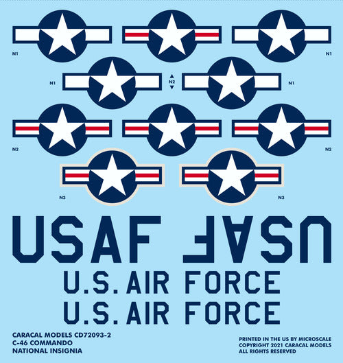 Caracal CD72093 1:72 Curtiss C-46 Commando WWII CBI Decals