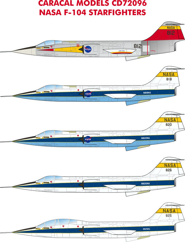 Caracal CD72096 1:72 Lockheed NASA F-104 Starfighter Decal Set