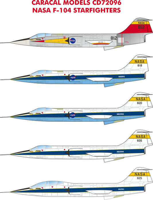 Caracal CD72096 1:72 Lockheed NASA F-104 Starfighter Decal Set