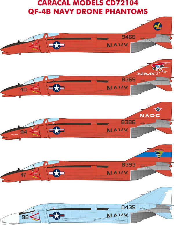 Caracal CD72104 1:72 McDonnell QF-4B Navy Drone Phantom Decals