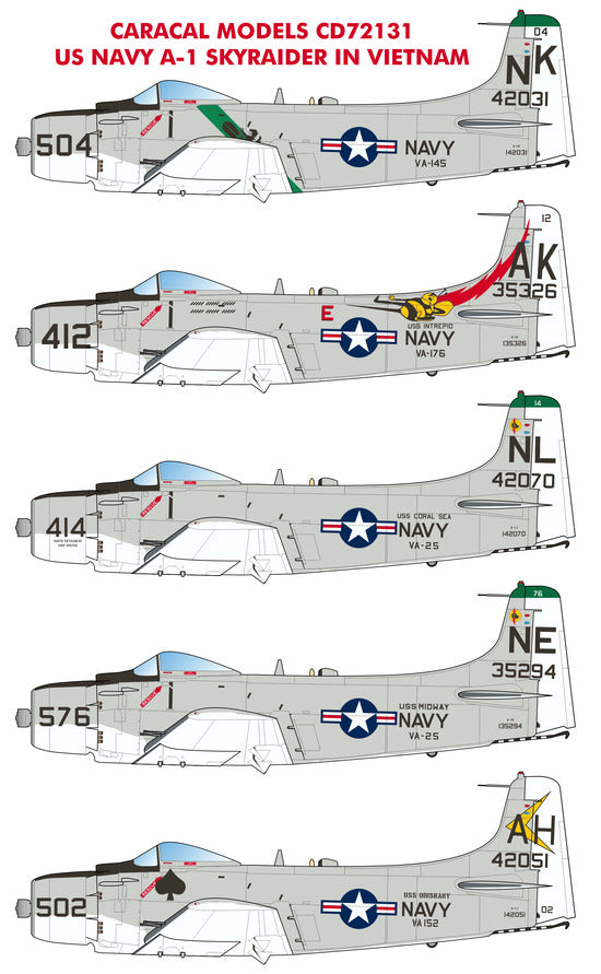 Caracal CD72131 1:72 US Navy Douglas A-1 Skyraider Spad Decals