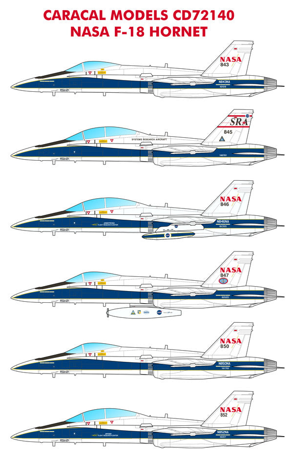 Caracal CD72140 1:72 NASA McDonnell-Douglas F-18 Hornet Decals