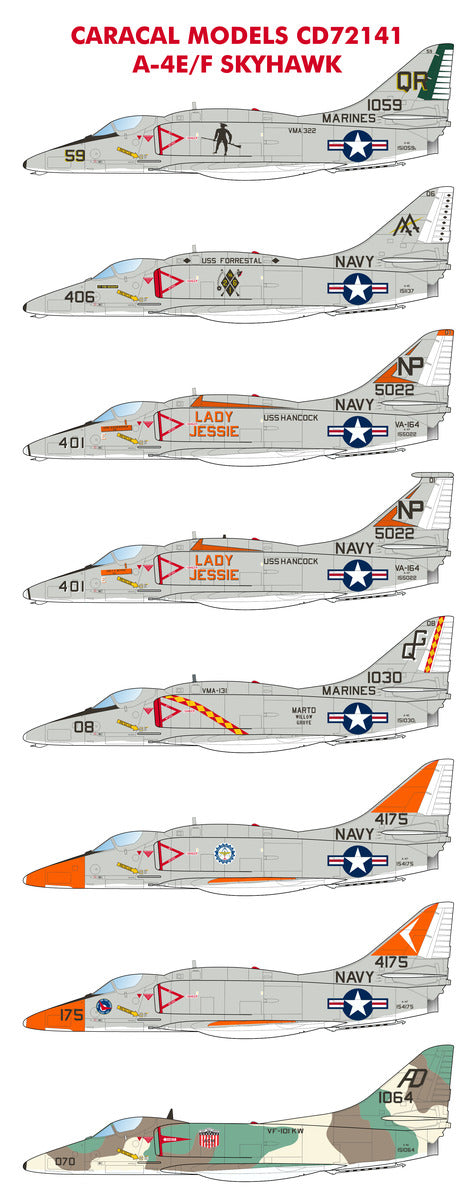 Caracal CD72141 1:72 US Navy Douglas A-4E/F Skyhawk Decal Set