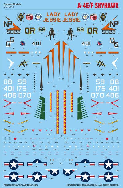 Caracal CD72141 1:72 US Navy Douglas A-4E/F Skyhawk Decal Set