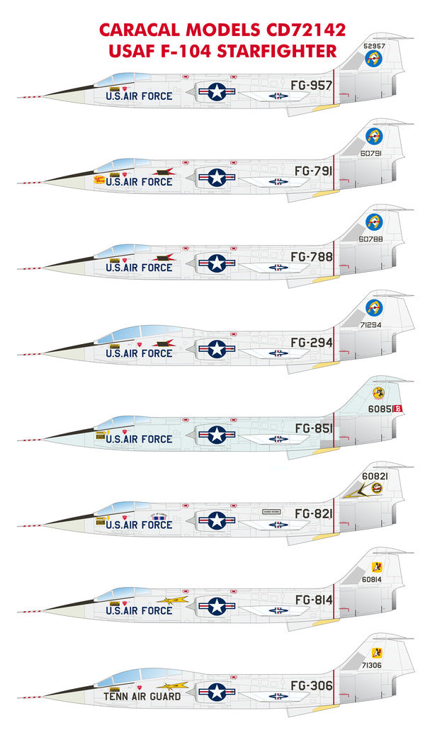 Caracal CD72142 1:72 USAF Lockheed F-104A/C Starfighter Decals
