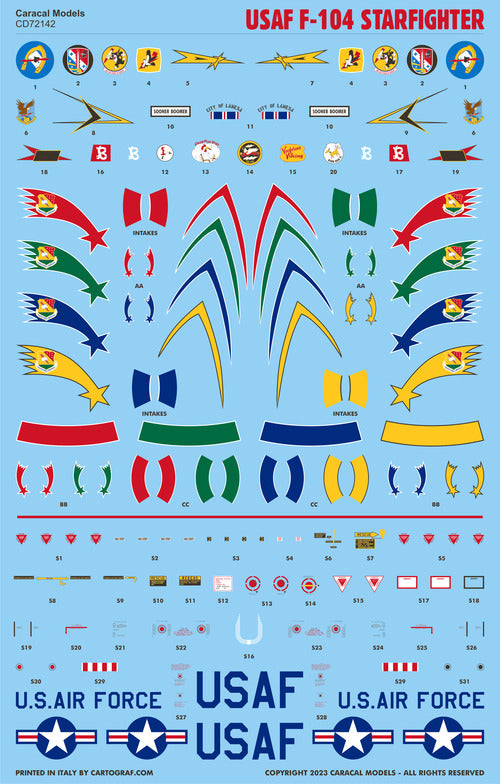 Caracal CD72142 1:72 USAF Lockheed F-104A/C Starfighter Decals