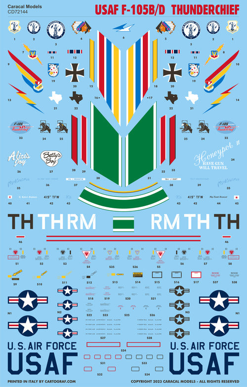 Caracal CD72144 1:72 USAF Republic F-105B/D Thunderchief Decals