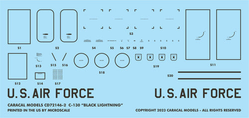 Caracal CD72146 1:72 USAF CT ANG C-130H Black Lightning Decals