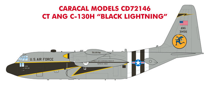 Caracal CD72146 1:72 USAF CT ANG C-130H Black Lightning Decals