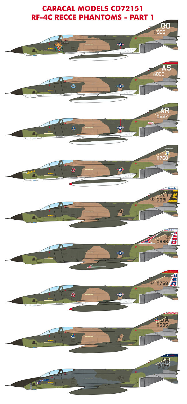 Caracal CD72151 1:72 USAF McDonnell RF-4C Recce Phantom Decals