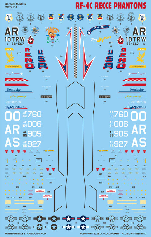 Caracal CD72151 1:72 USAF McDonnell RF-4C Recce Phantom Decals