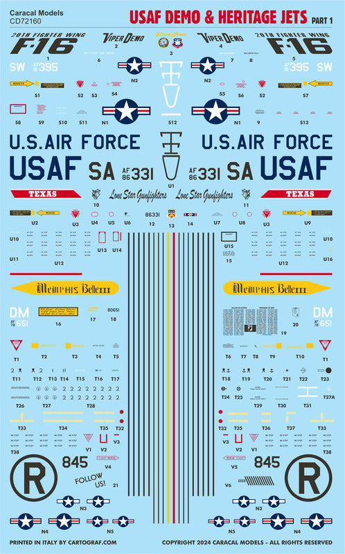 Caracal Models CD72160 1:72 USAF Demo & Heritage Jets