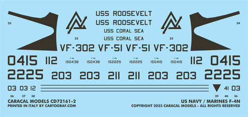 Caracal CD72161 1:72 US Navy/Marines F-4N Phantom Decal Set