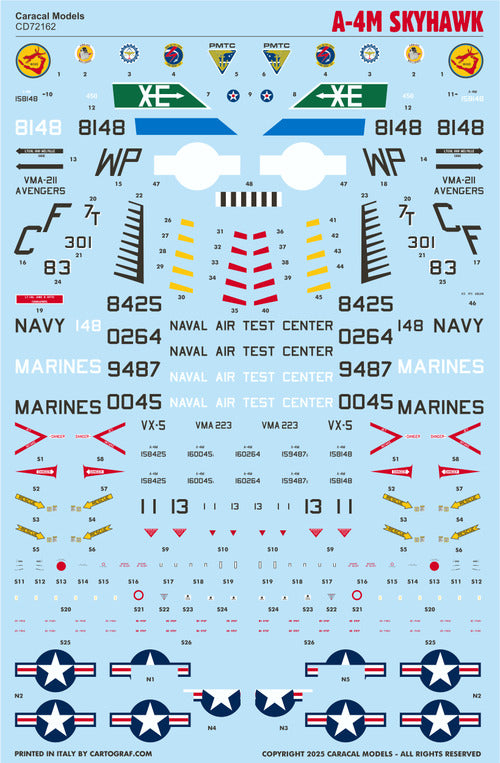Caracal CD72162 1:72 Douglas A-4M Skyhawk US Marine Decal Set