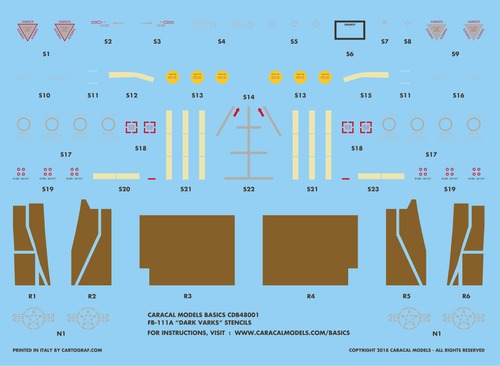 Caracal CDB48001 1:48 FB-111A Dark Varks Stencils Basics