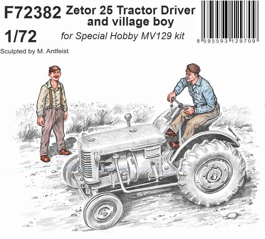 CMK/Czech Master Kits CMF72382 1:72 Zetor 25 Tractor Driver and village boy