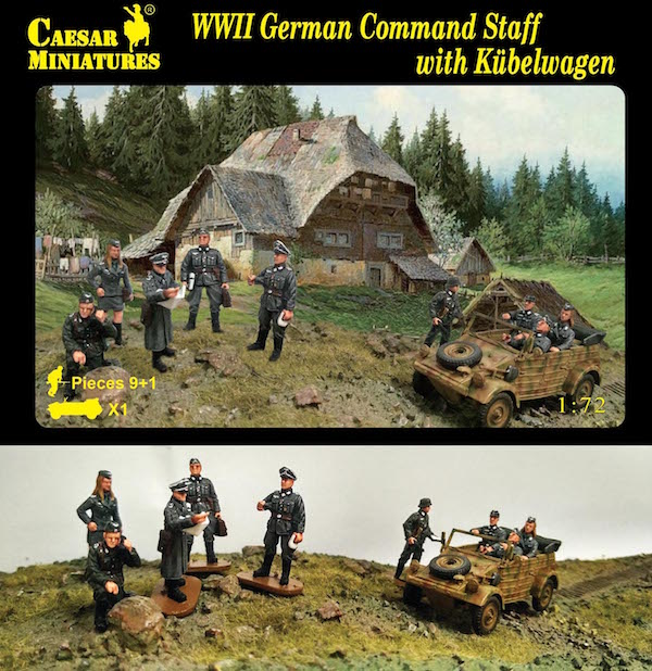 Caesar Miniatures CMH095 1:72 German Command Staff with Kubelwagen