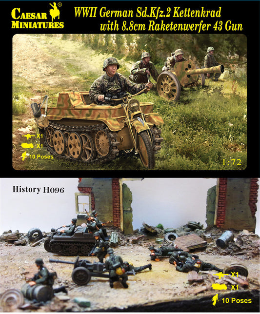 Caesar Miniatures CMH096 1:72 Sd.Kfz.2 Kettenkrad with 8.8cm Raketenwerfer 43