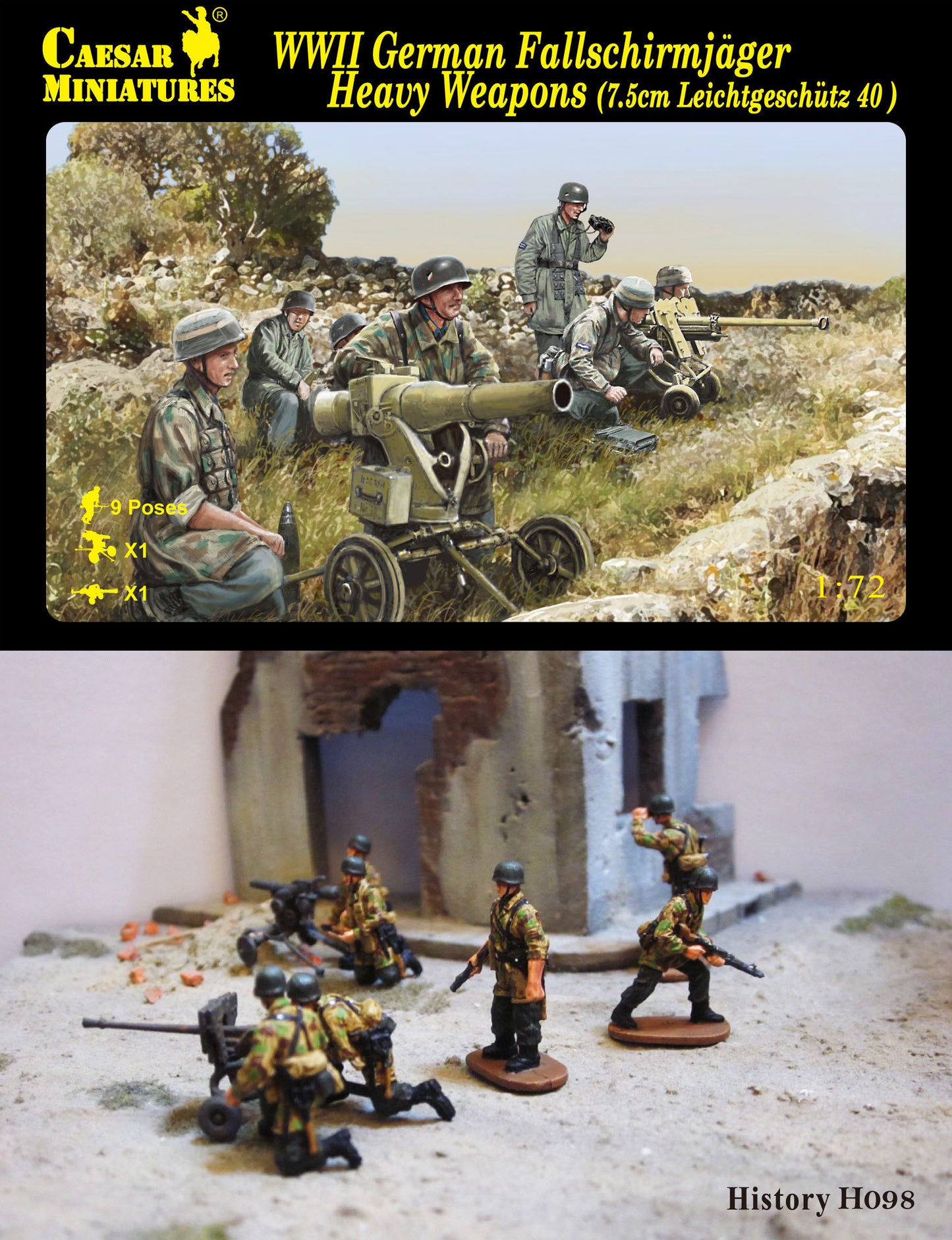 Caesar Miniatures CMH098 1:72 WWII German Fallschirmjager Heavy Weapons
