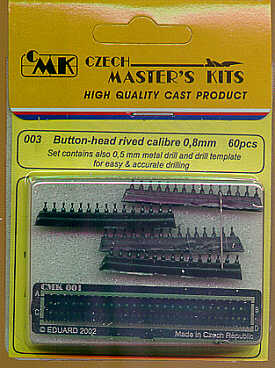 CMK CMK003 1:35 Button-head Rivet 0.8mm x 60 with Template