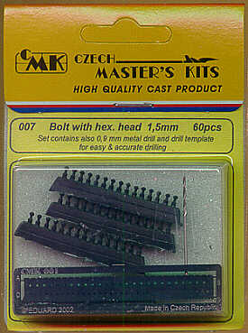 CMK CMK007 1:35 Hexagonal Head Bolt 1.5mm x 60 with Template
