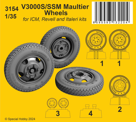 CMK CMK3154 1:35 FRONT V3000S/SSM Maultier front axle Wheels