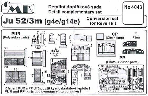 CMK/Czech Master Kits CMK4043 1:48 Junkers Ju-52/3M interior set