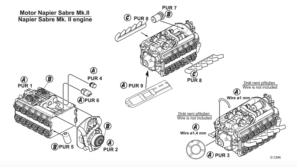 CMK/Czech Master Kits CMK4215 1:48 Napier Sabre Mk.II WW II British engine