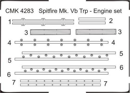 CMK/Czech Master Kits CMK4283 1:48 Spitfire Mk.Vb Tropical engine set
