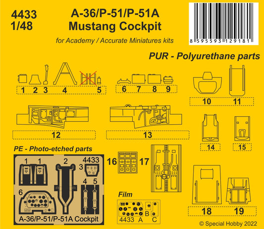 CMK/Czech Master Kits CMK4433 1:48 A-36/P-51/P-51A Mustang Cockpit