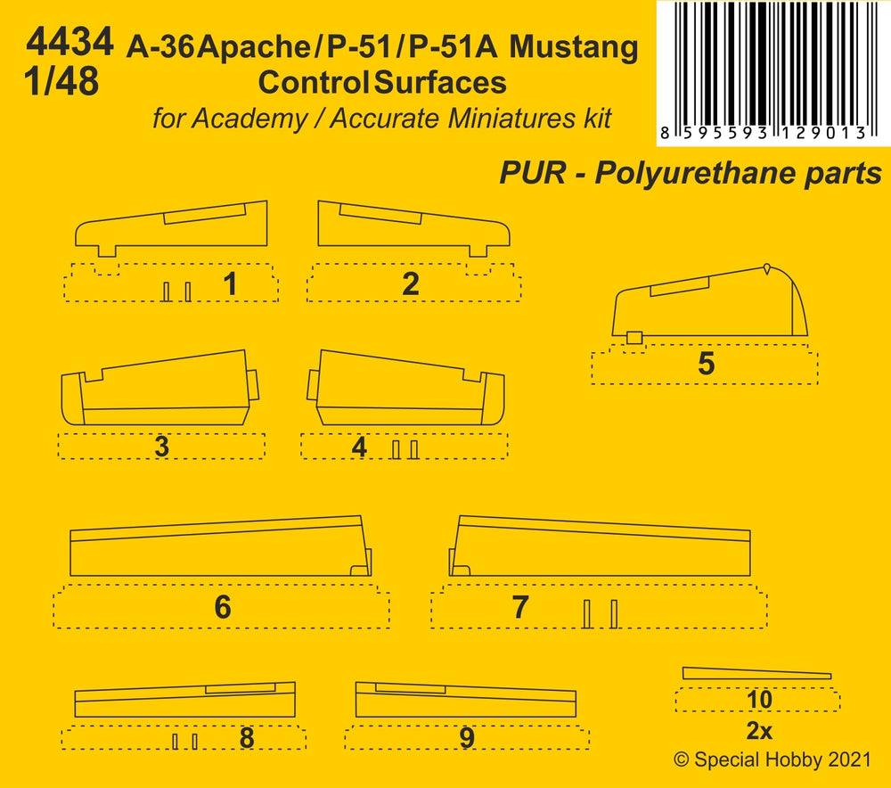 CMK CMK4434 1:48 North-American A-36/P-51/P-51A Control Surfaces