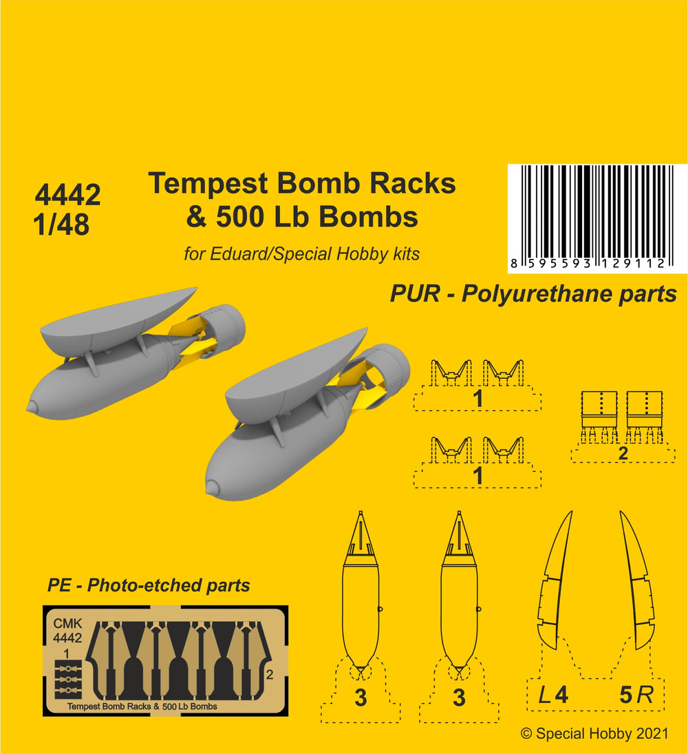 CMK CMK4442 1:48 Hawker Tempest Bomb Racks & 500lb Bombs