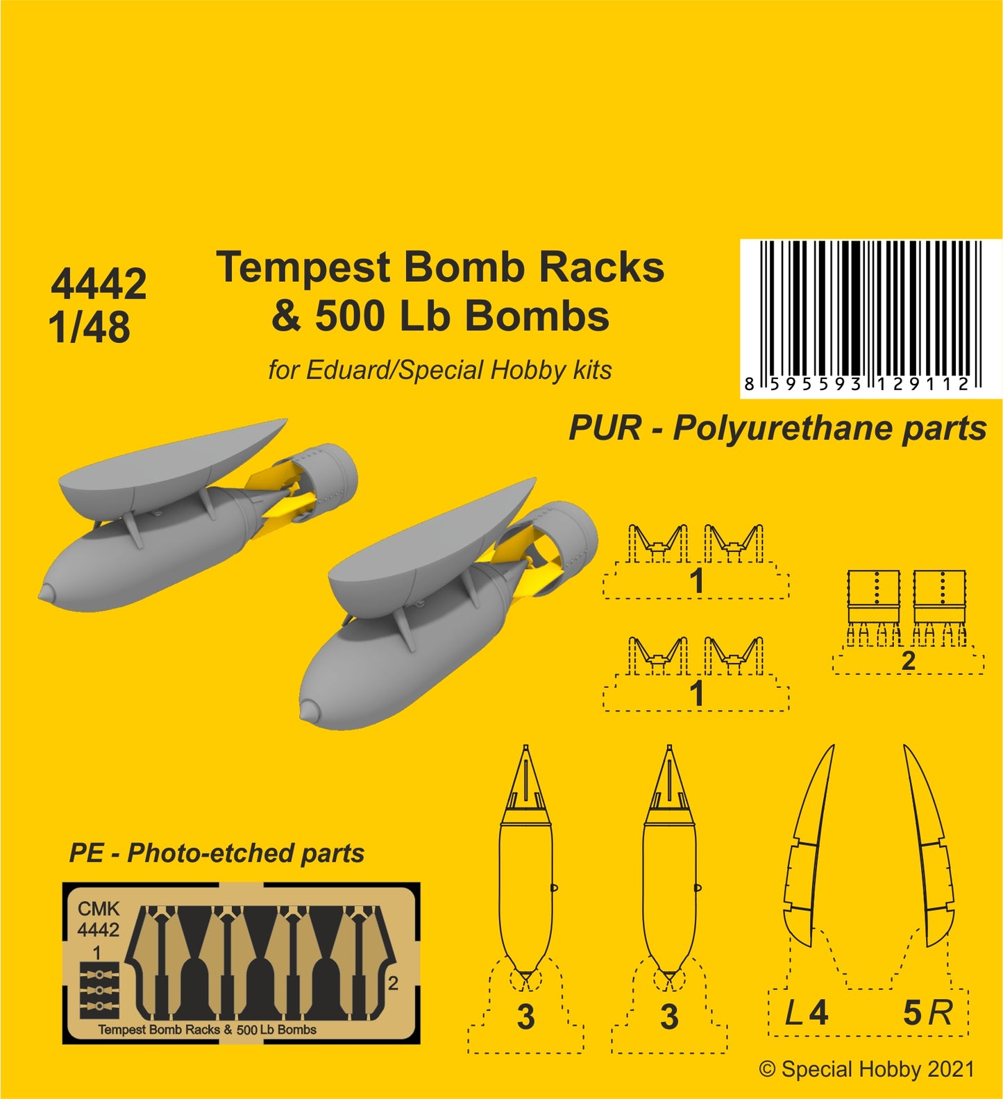 CMK CMK4442 1:48 Hawker Tempest Bomb Racks & 500lb Bombs