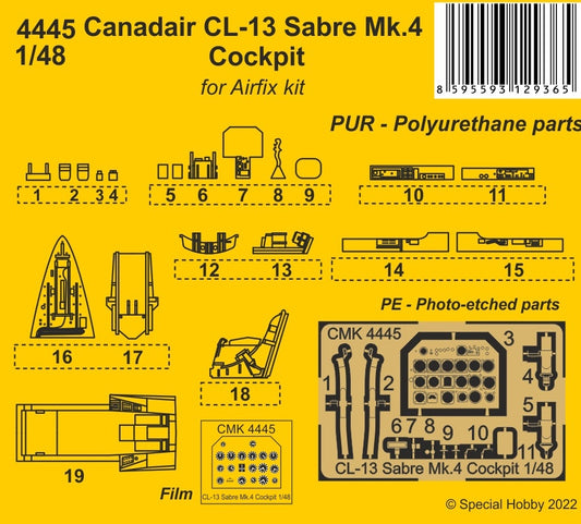 CMK/Czech Master Kits CMK4445 1:48 Canadair CL-13 Sabre Mk.4 Cockpit